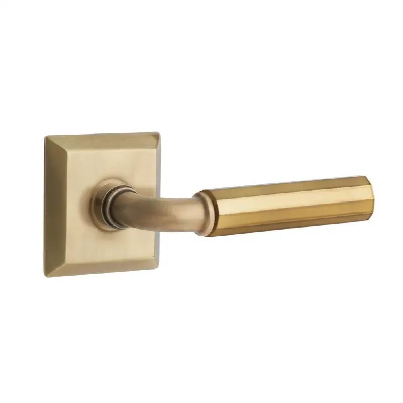 Emtek Select Passage Interior Mortise w/ Quincy Rosette & R-Bar Stem, Faceted Lever (RH)