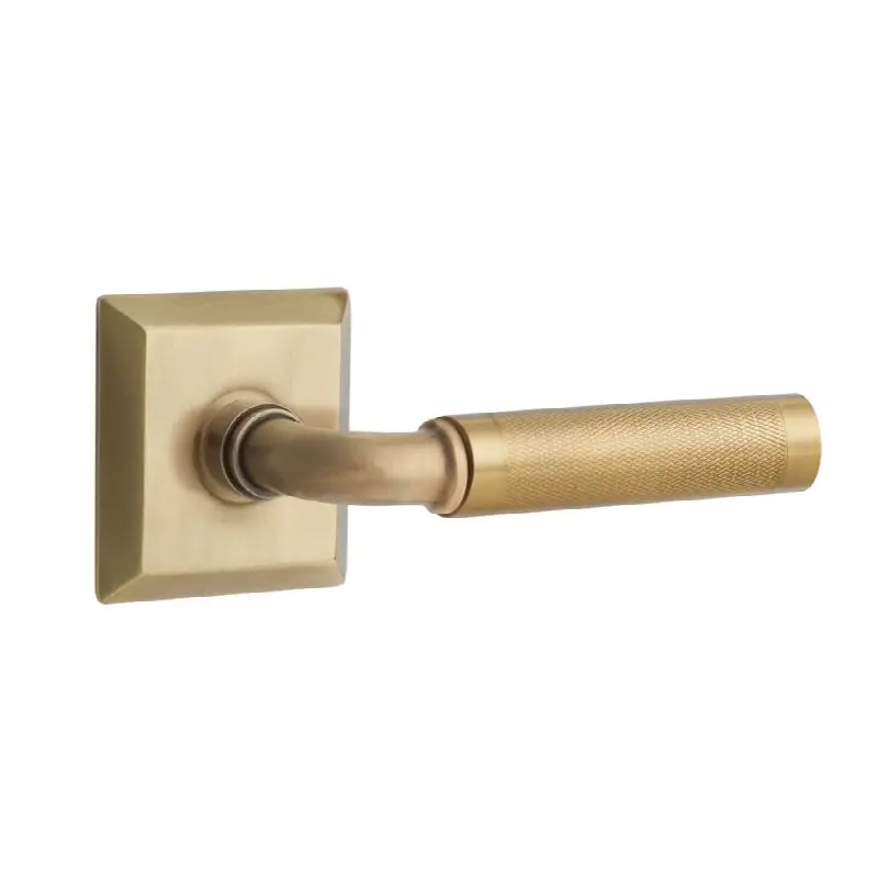 Emtek Select Passage Interior Mortise w/ Quincy Rosette & R-Bar Stem, Knurled Lever (LH)