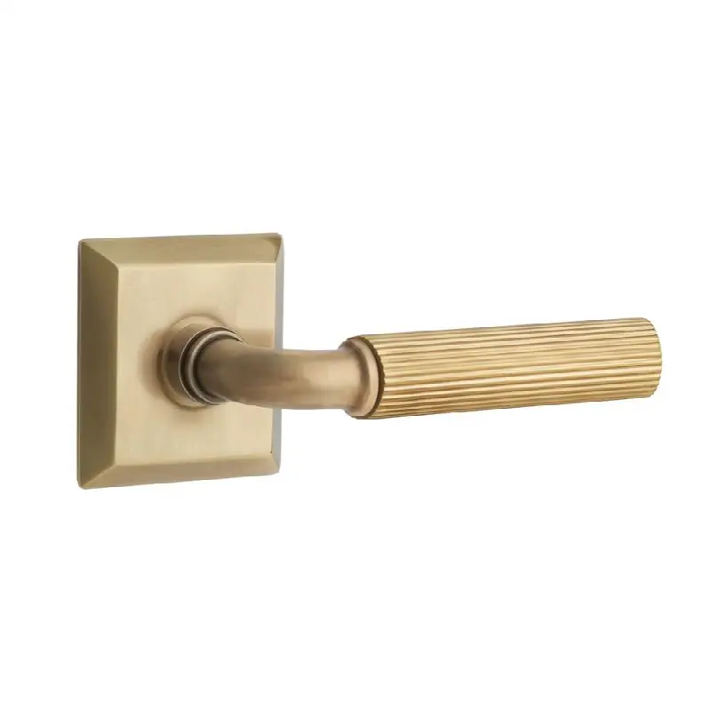 Emtek Select Passage Interior Mortise w/ Quincy Rosette & R-Bar Stem, Straight Knurled Lever (LH)