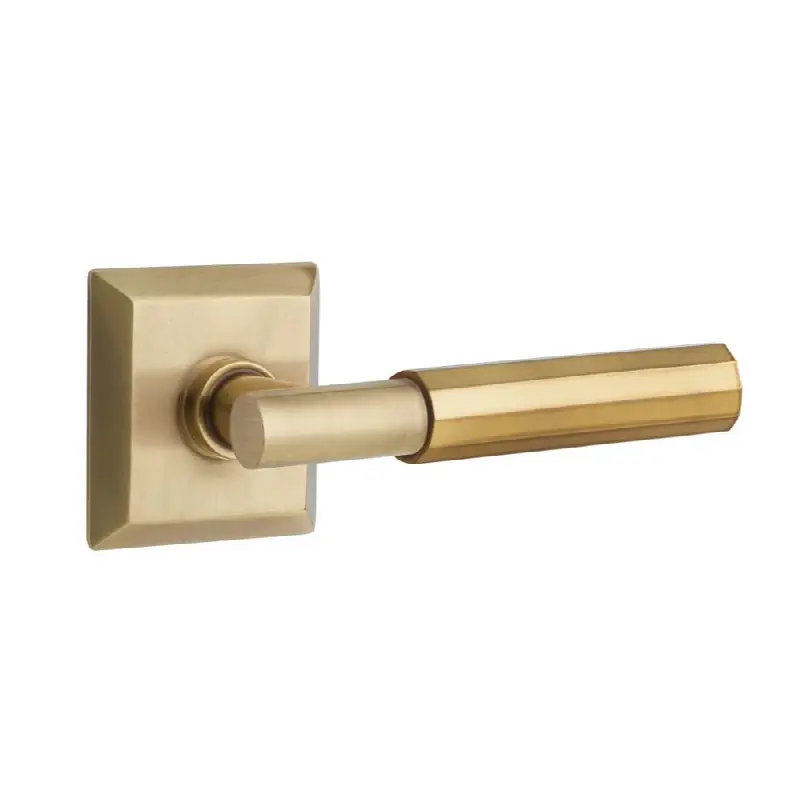 Emtek Select Passage Interior Mortise w/ Quincy Rosette & T-Bar Stem, Faceted Lever (RH)