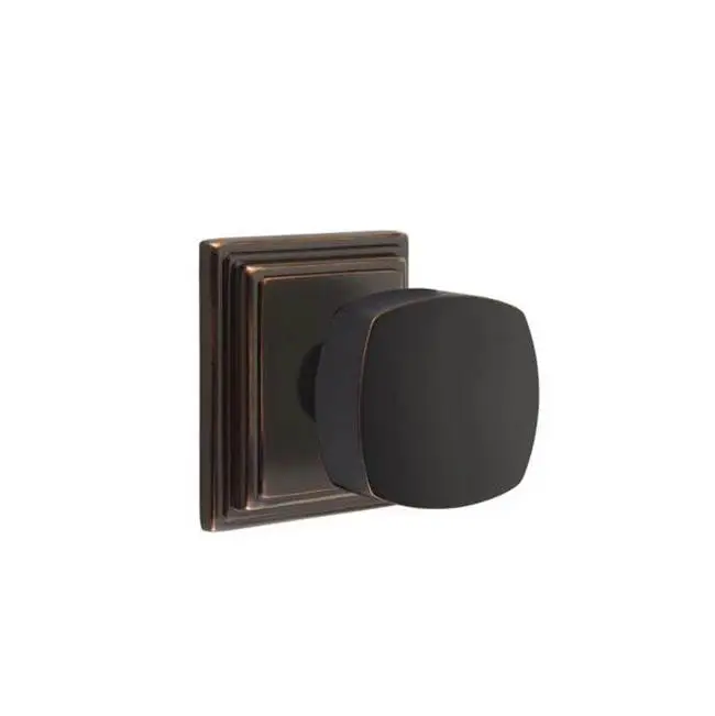 Emtek Passage Interior Mortise Set w/ Wilshire Rosette & Freestone Knob, Oil Rubbed Bronze (LH)