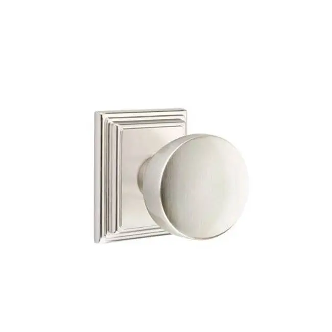 Emtek Passage Interior Mortise Set w/ Wilshire Rosette & Laurent Knob, Satin Nickel (LH)
