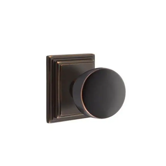 Emtek Passage Interior Mortise Set w/ Wilshire Rosette & Laurent Knob, Oil Rubbed Bronze (RH)