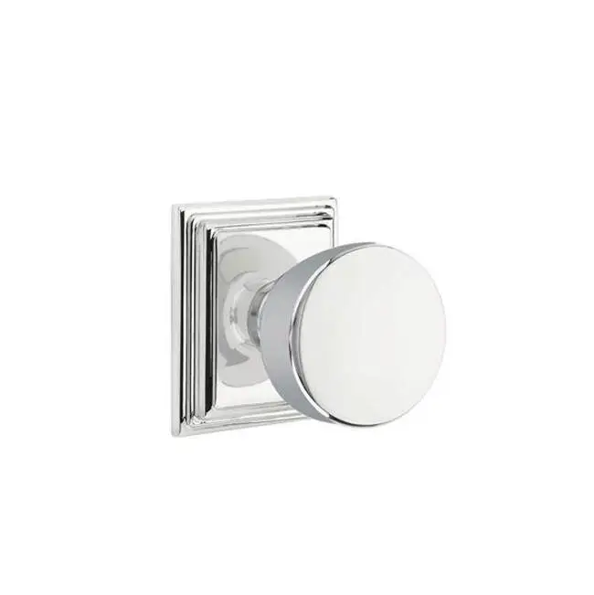 Emtek Passage Interior Mortise Set w/ Wilshire Rosette & Laurent Knob, Polished Chrome (RH)