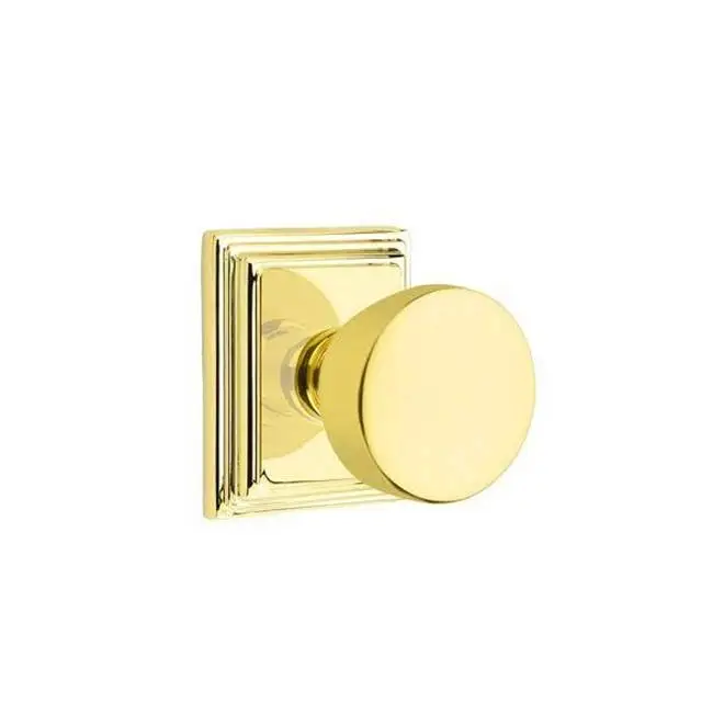 Emtek Passage Interior Mortise Set w/ Wilshire Rosette & Laurent Knob, Unlacquered Brass (RH)