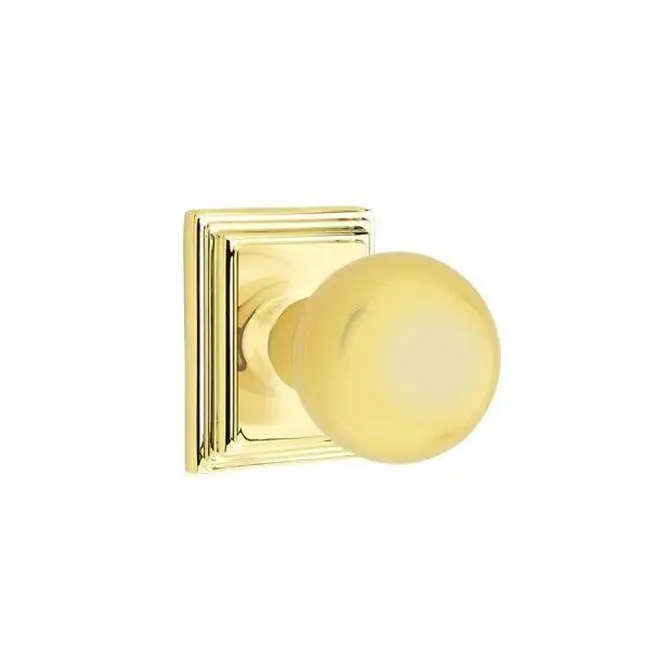 Emtek Passage Interior Mortise Set w/ Wilshire Rosette & Orb Knob, Unlacquered Brass (LH)