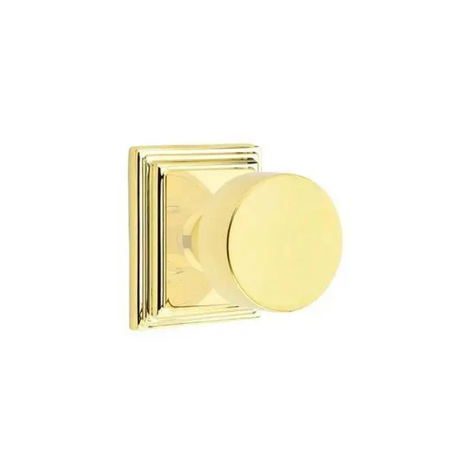 Emtek Passage Interior Mortise Set w/ Wilshire Rosette & Round Knob, Unlacquered Brass (LH)