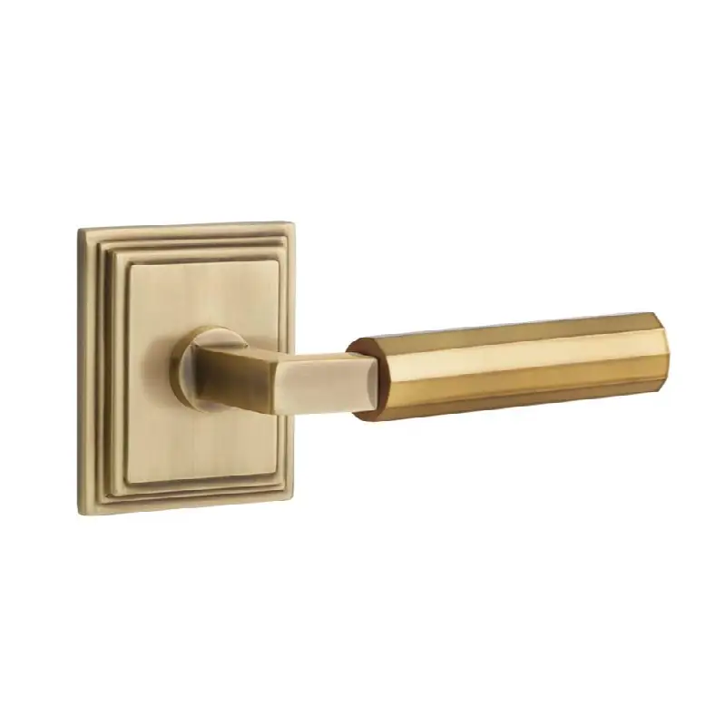 Emtek Select Passage Interior Mortise w/ Wilshire Rosette & L-Square Stem, Faceted Lever (RH)