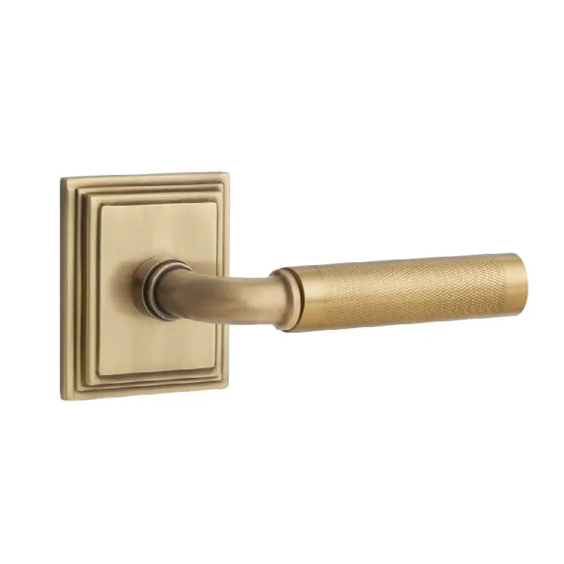 Emtek Select Passage Interior Mortise w/ Wilshire Rosette & R-Bar Stem, Knurled Lever (RH)