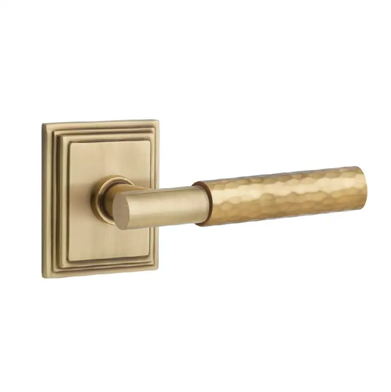 Emtek Select Passage Interior Mortise w/ Wilshire Rosette & T-Bar Stem, Hammered Lever (RH)