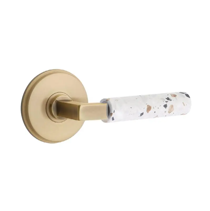 Emtek Select Privacy Interior Mortise w/ Watford Rosette & L-Square Stem, Light Terrazzo Lever (LH)