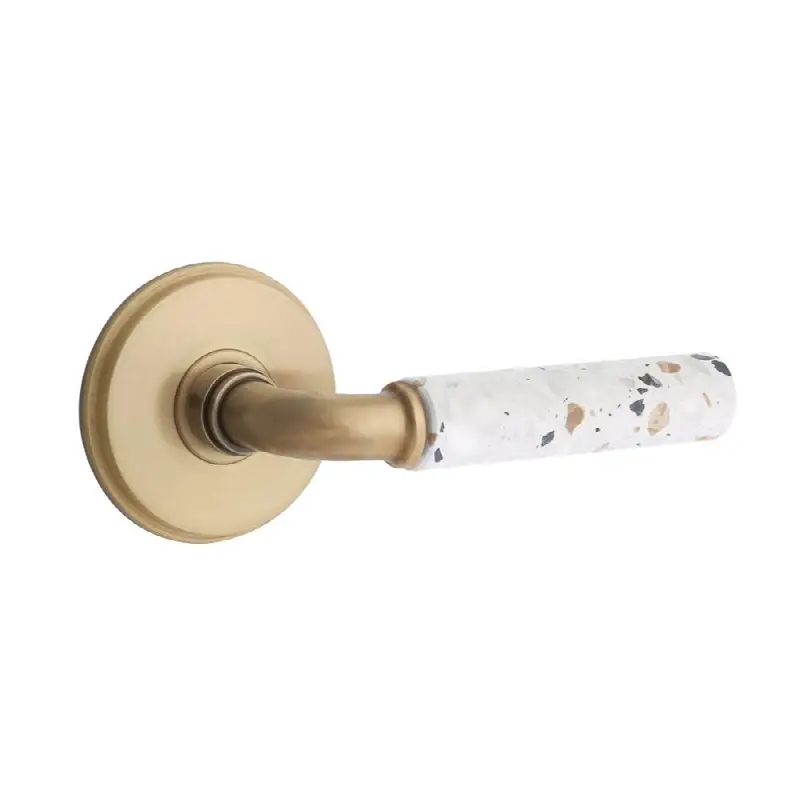 Emtek Select Privacy Interior Mortise w/ Watford Rosette & R-Bar Stem, Light Terrazzo Lever (LH)