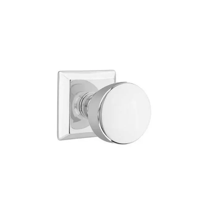 Emtek Privacy Interior Mortise Set w/ Quincy Rosette & Laurent Knob, Polished Chrome (RH)