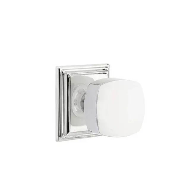 Emtek Privacy Interior Mortise Set w/ Wilshire Rosette & Freestone Knob, Polished Chrome (RH)