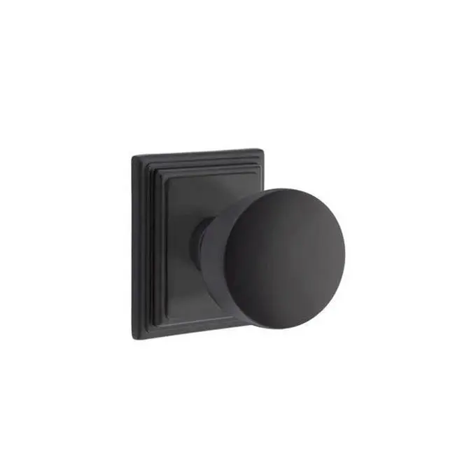 Emtek Privacy Interior Mortise Set w/ Wilshire Rosette & Laurent Knob, Flat Black (LH)