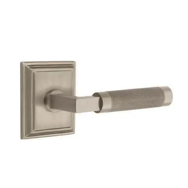 Emtek Select Privacy Interior Mortise w/ Wilshire Rosette & L-Square Stem, Knurled Lever (LH)