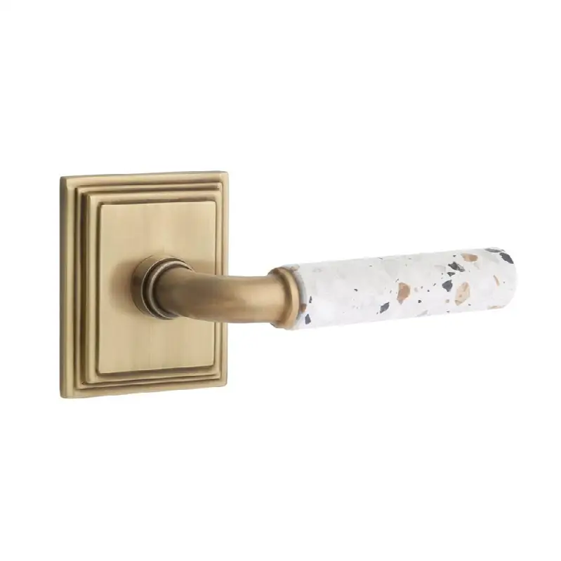 Emtek Select Privacy Interior Mortise w/ Wilshire Rosette & R-Bar Stem, Light Terrazzo Lever (RH)