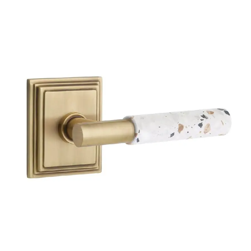 Emtek Select Privacy Interior Mortise w/ Wilshire Rosette & T-Bar Stem, Light Terrazzo Lever (RH)