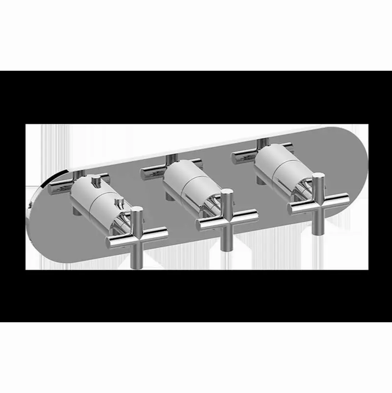 M.E./Terra Round M-Series Valve Trim with Three Handles (Horizontal Orientation)