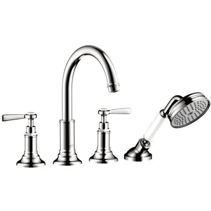 AXOR Montreux 4-Hole Roman Tub Set Trim with Lever Handles and 1.8 GPM Handshower