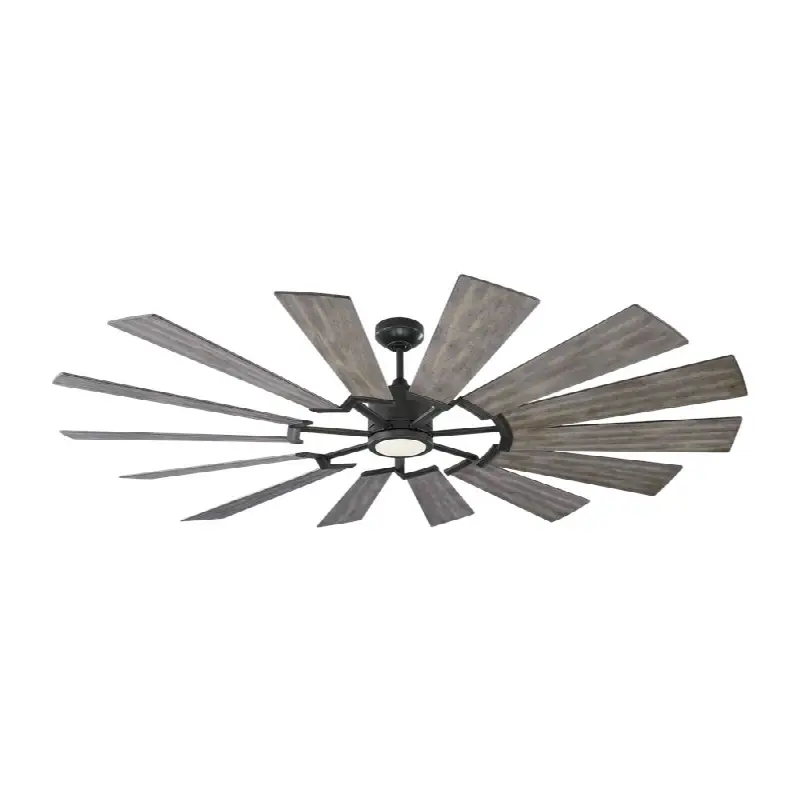 Prairie 72 LED Ceiling Fan in with Distressed Grey Weathered Oak Blades and Light Kit Aged Pewter