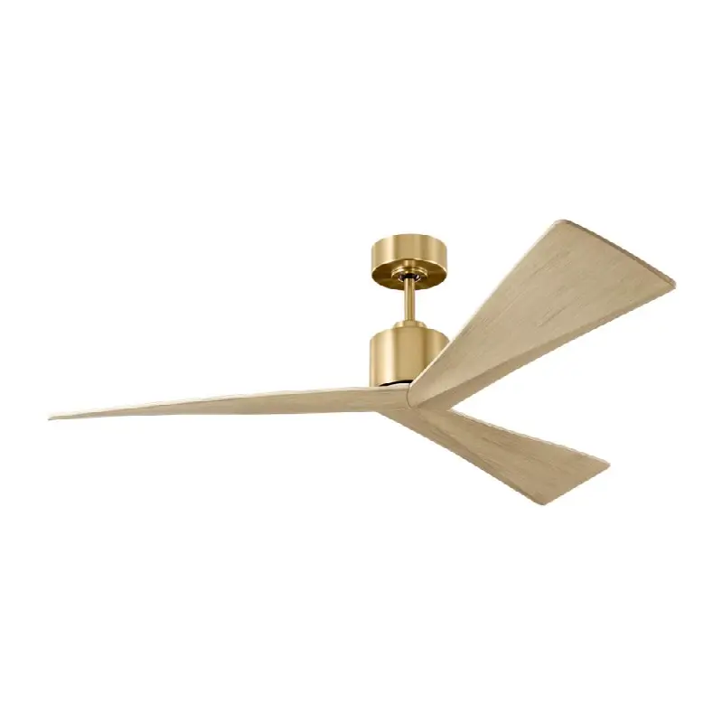 Adler 52 Ceiling Fan in Burnished Brass with Washed White Oak Blades