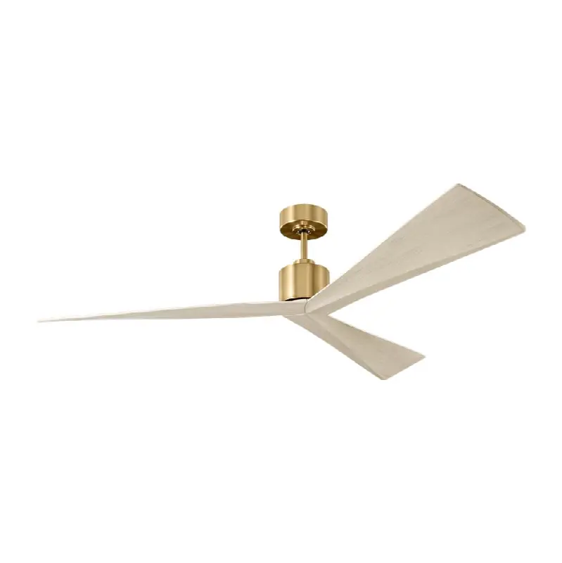 Adler 60 Ceiling Fan in Burnished Brass with Washed White Oak Blades