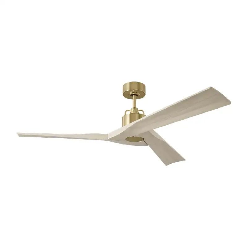 Alma Smart 52 Ceiling Fan in Burnished Brass with Washed White Oak Blades