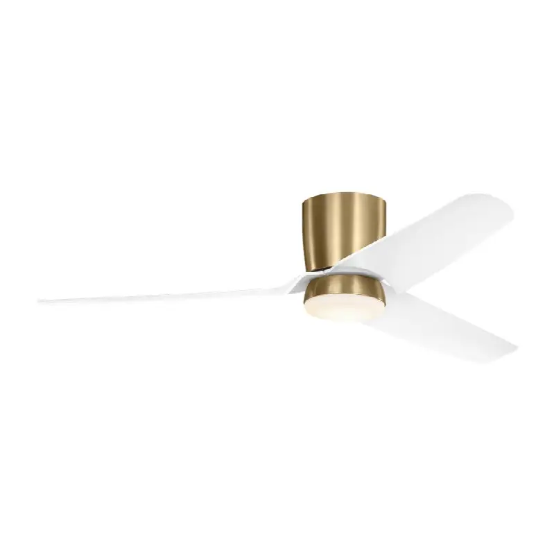 Colgin 56 Hugger LED Ceiling Fan in Matte White with Matte White Blades and Light Kit Satin Brass