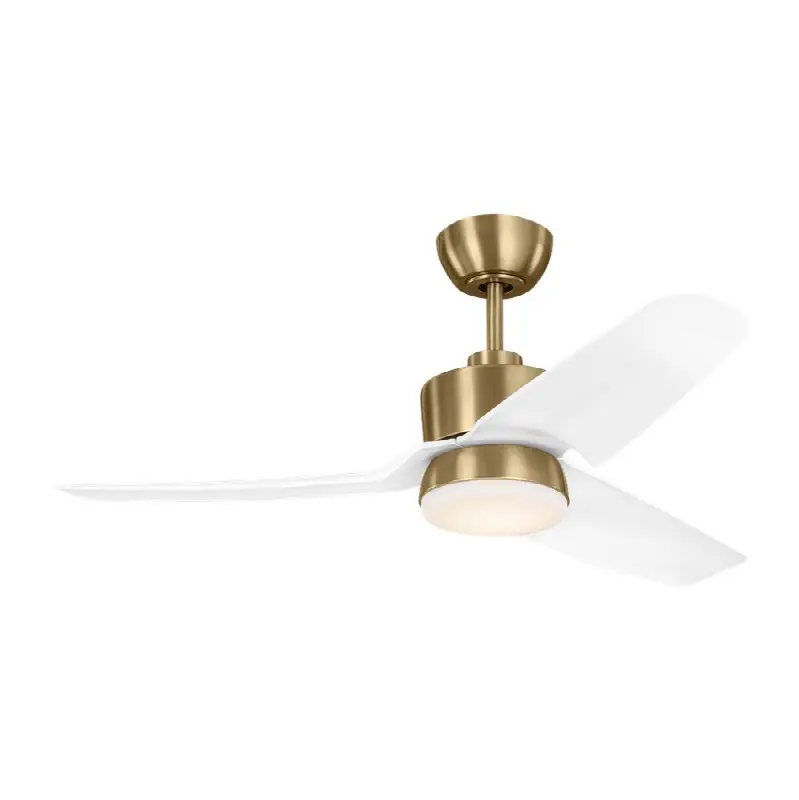 Colgin 44 LED Ceiling Fan in Satin Brass with Matte White Blades and Light Kit