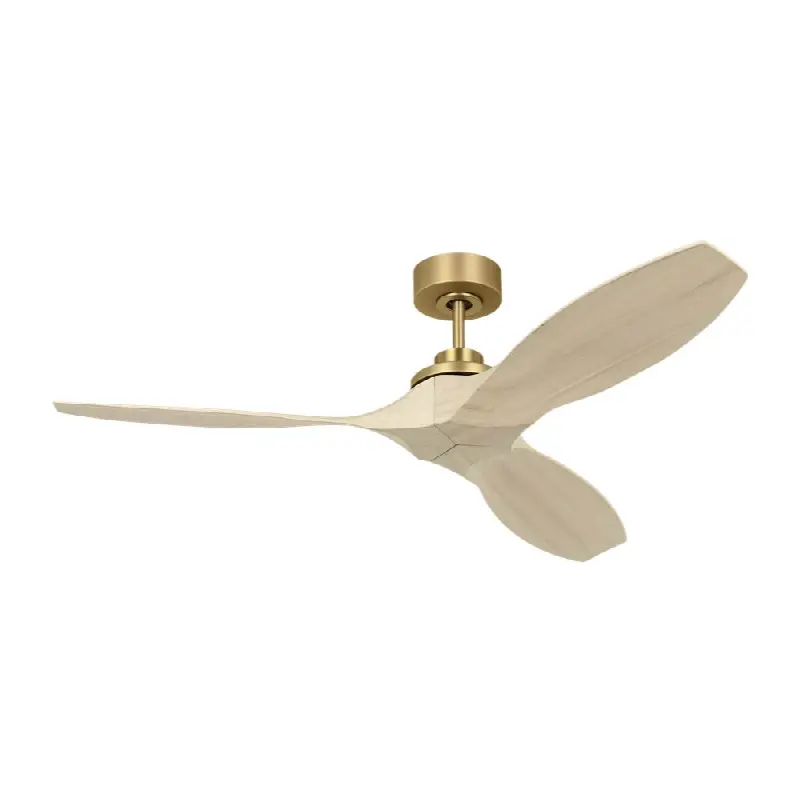 Collins Smart 52 Ceiling Fan in Burnished Brass with Washed White Oak Blades
