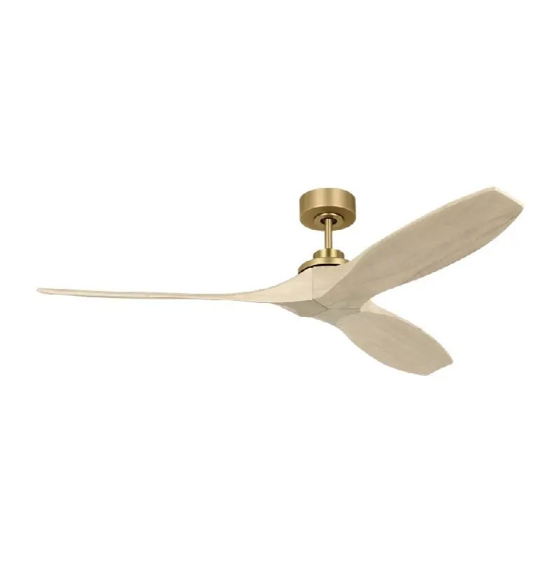 Collins Smart 60 Ceiling Fan in Burnished Brass with Washed White Oak Blades