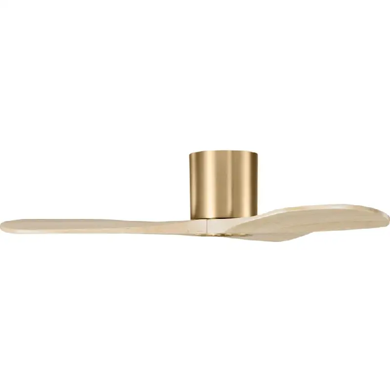 Maverick Smart 44" Hugger Ceiling Fan in Burnished Brass with Washed White Oak Blades