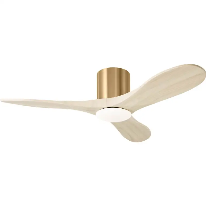 Maverick Smart 44" Hugger LED Ceiling Fan in Burnished Brass with Washed White Oak Blades
