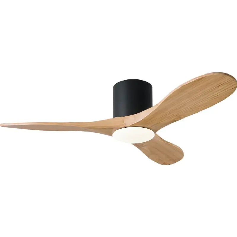 Maverick Smart 44" Hugger LED Ceiling Fan in Matte Black with Natural Honey Blades