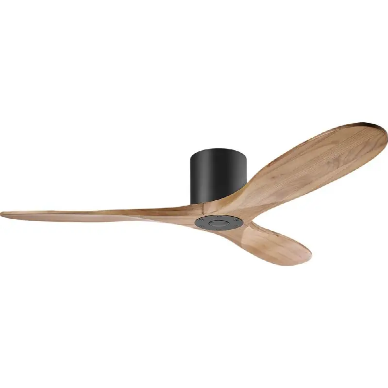 Maverick Smart 52" Hugger Ceiling Fan in Matte Black with Natural Honey Blades
