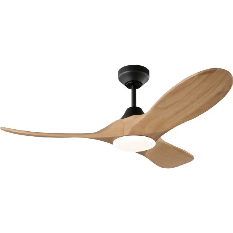 Maverick Smart 44 LED Ceiling Fan in with Washed White Oak Blades and Light Kit Burnished Brass