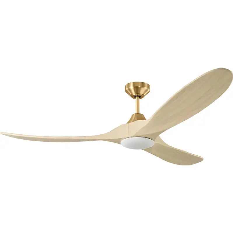 Maverick Smart 60 LED Ceiling Fan in with Washed White Oak Blades and Light Kit Burnished Brass