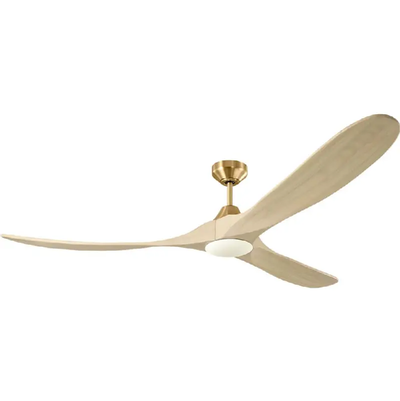 Maverick Smart 70 LED Ceiling Fan in with Washed White Oak Blades and Light Kit Burnished Brass