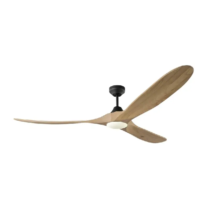 Maverick Smart 70 LED Ceiling Fan in Midnight Black with Natural Honey Blades and Light Kit