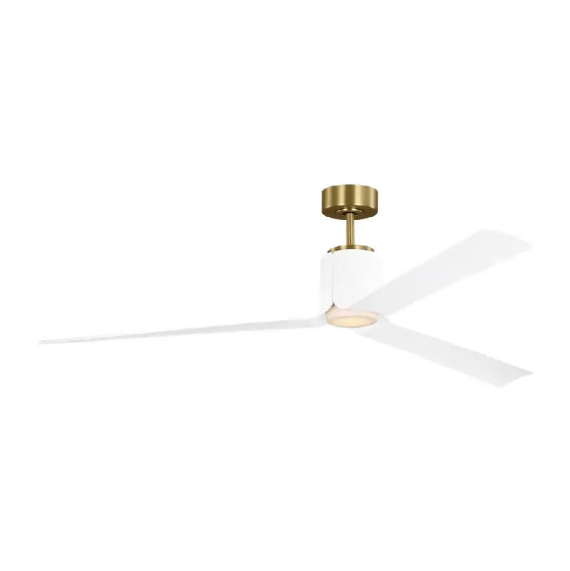 Peel Smart 66LED Ceiling Fan in with Matte White Blades and Light Kit Burnished Brass