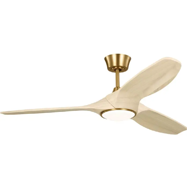 Selen Smart 52 LED Ceiling Fan in Burnished Brass with Washed White Oak Blades