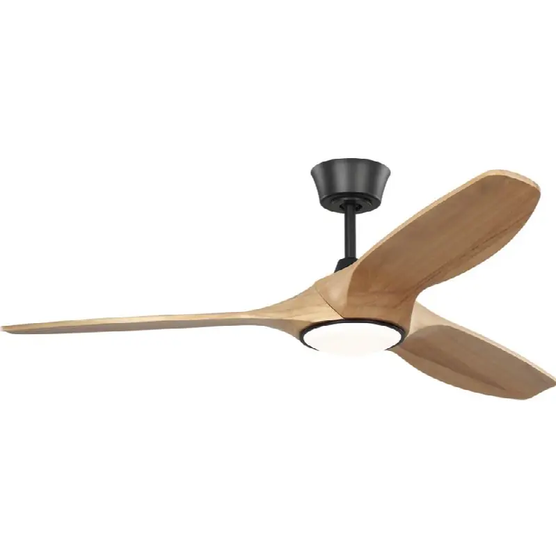 Selen Smart 52 LED Ceiling Fan in Midnight Black with Natural Honey Blades