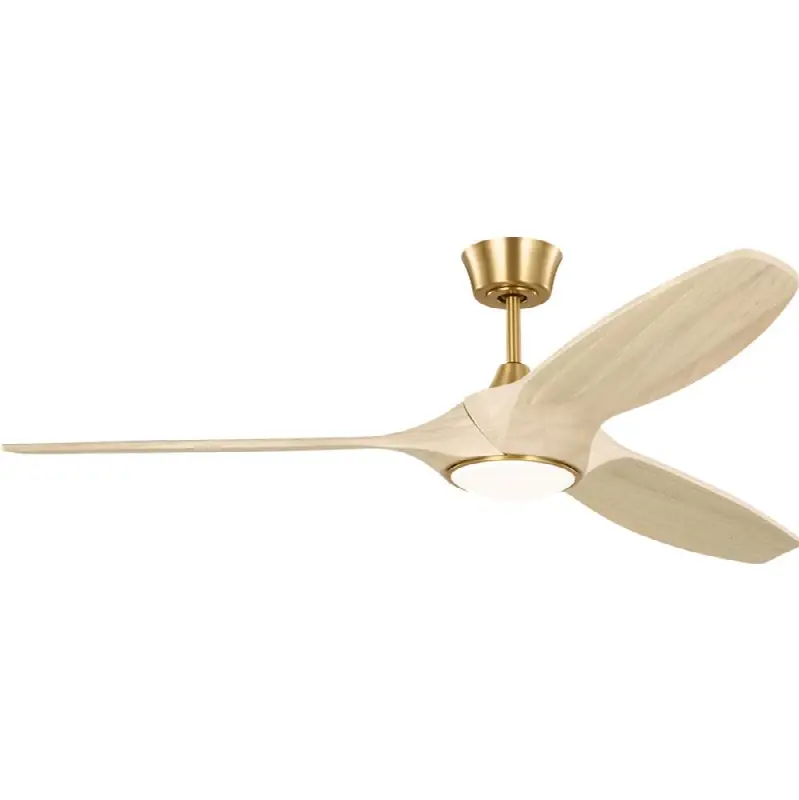 Selen Smart 60" LED Ceiling Fan in Burnished Brass with Washed White Oak Blades