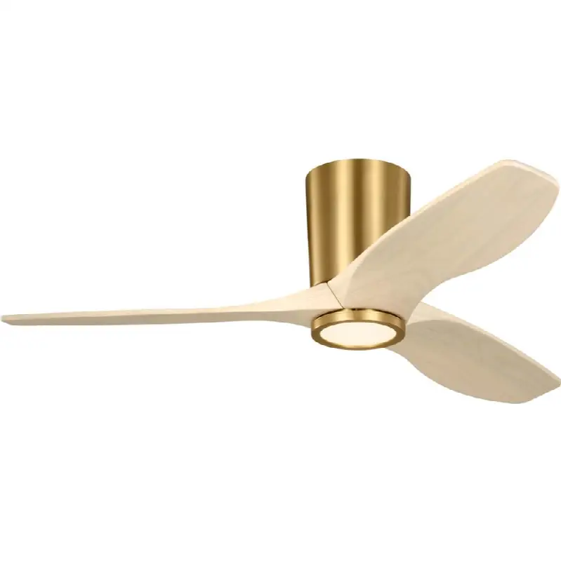 Seyra Smart 44" Hugger LED Ceiling Fan in Burnished Brass with Washed White Oak Blades