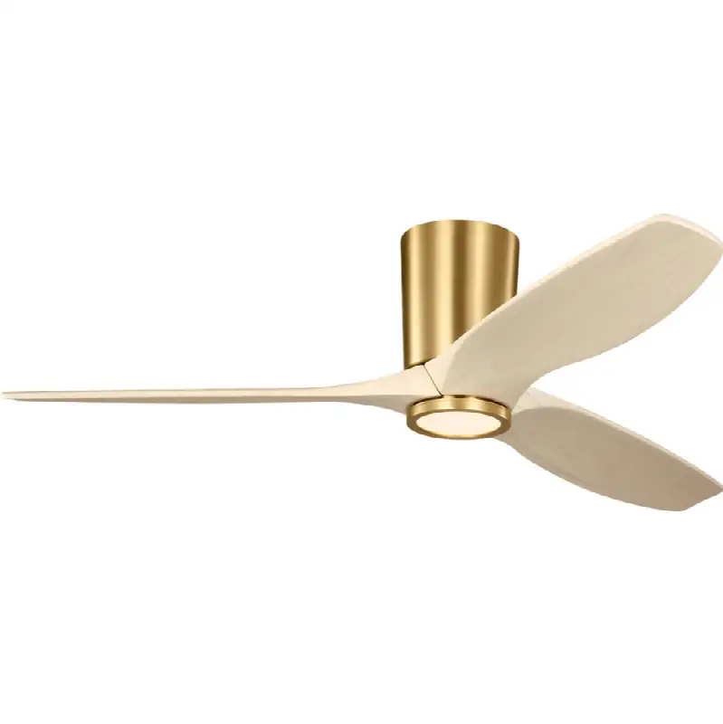 Seyra Smart 52" Hugger LED Ceiling Fan in Burnished Brass with Washed White Oak Blades