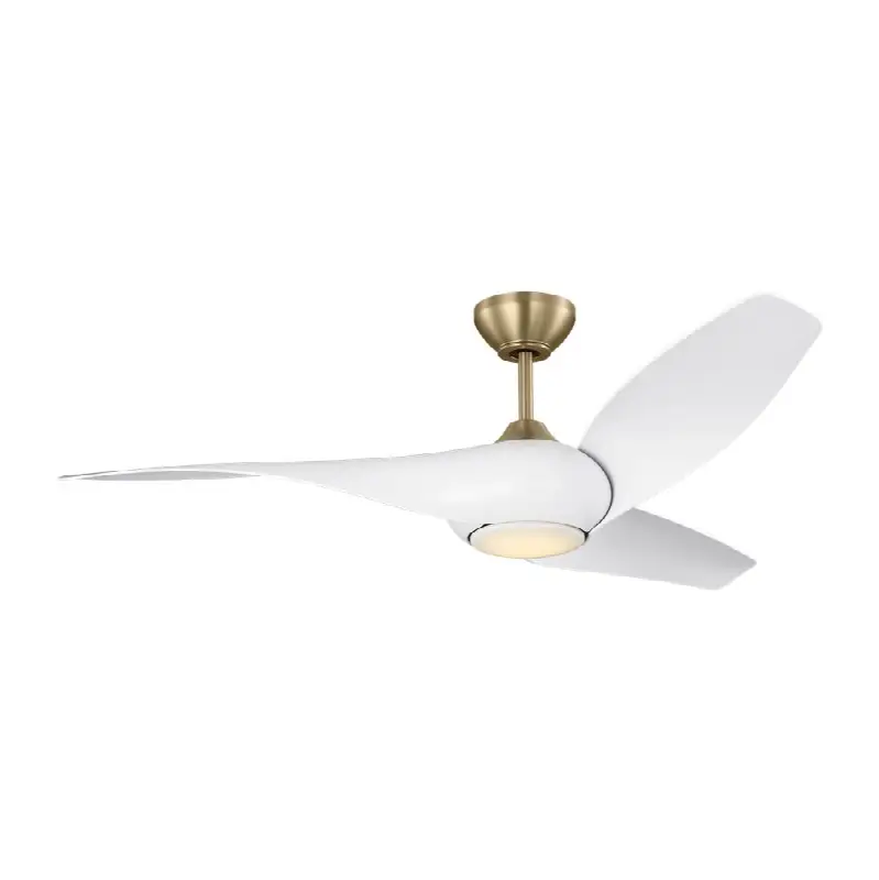 Topan Smart 52 LED Ceiling Fan in with Matte White Blades and Light Kit Burnished Brass