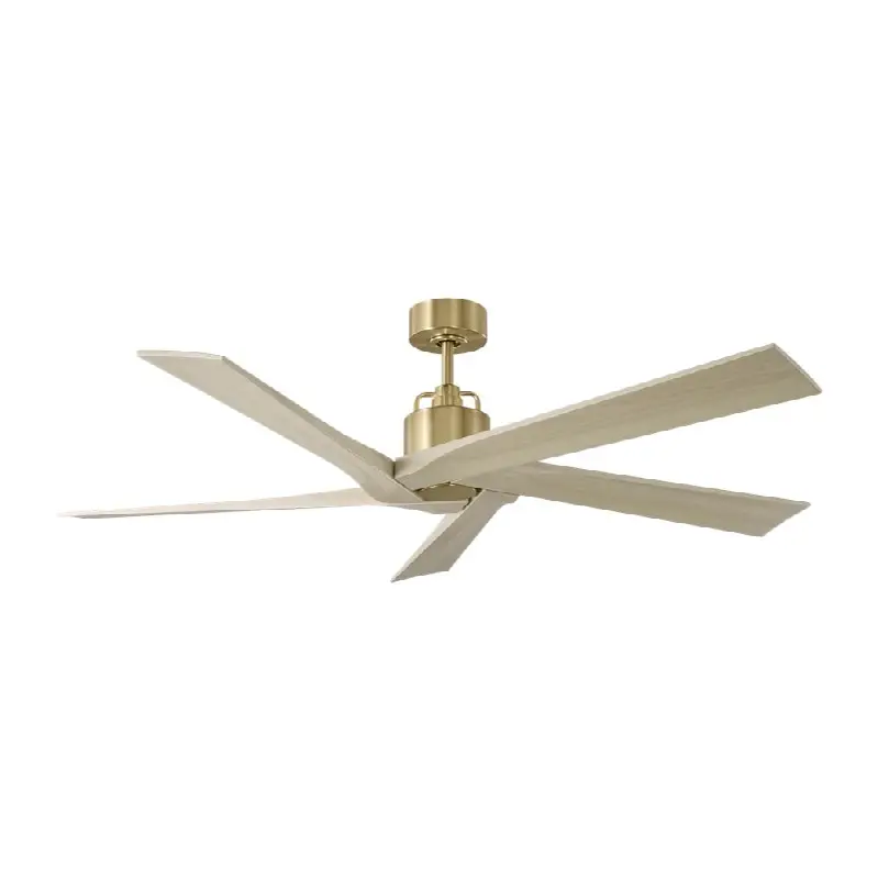 Aspen 56 Ceiling Fan in Burnished Brass with Washed White Oak Blades