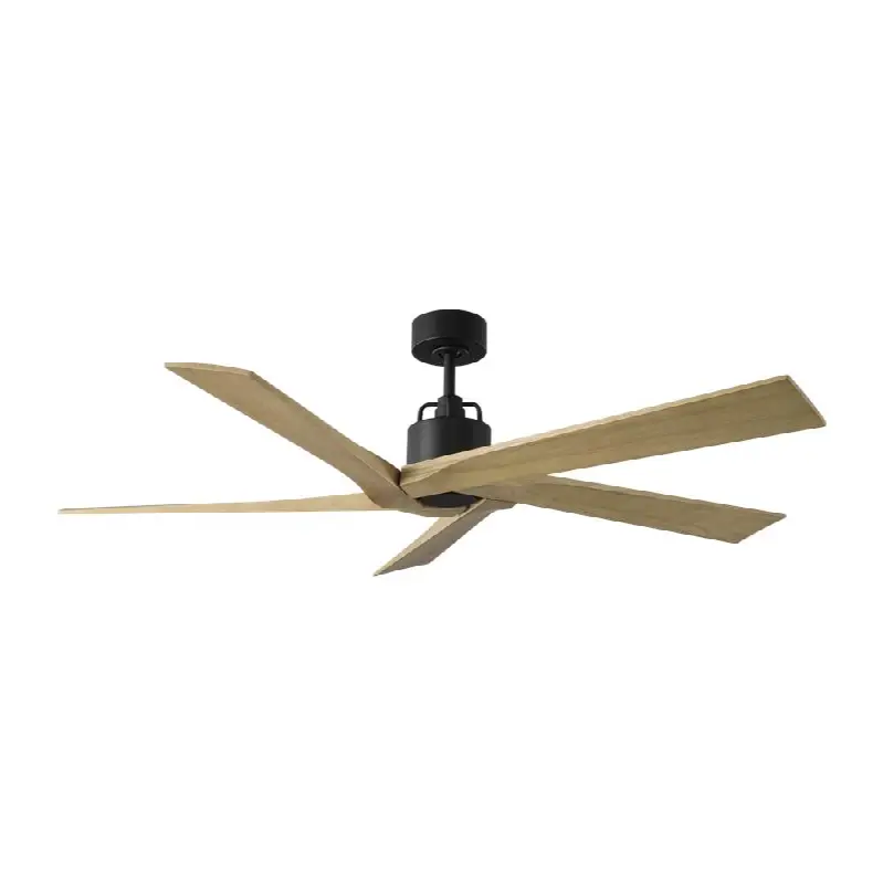 Aspen 56 Ceiling Fan in Midnight Black with Natural Honey Blades