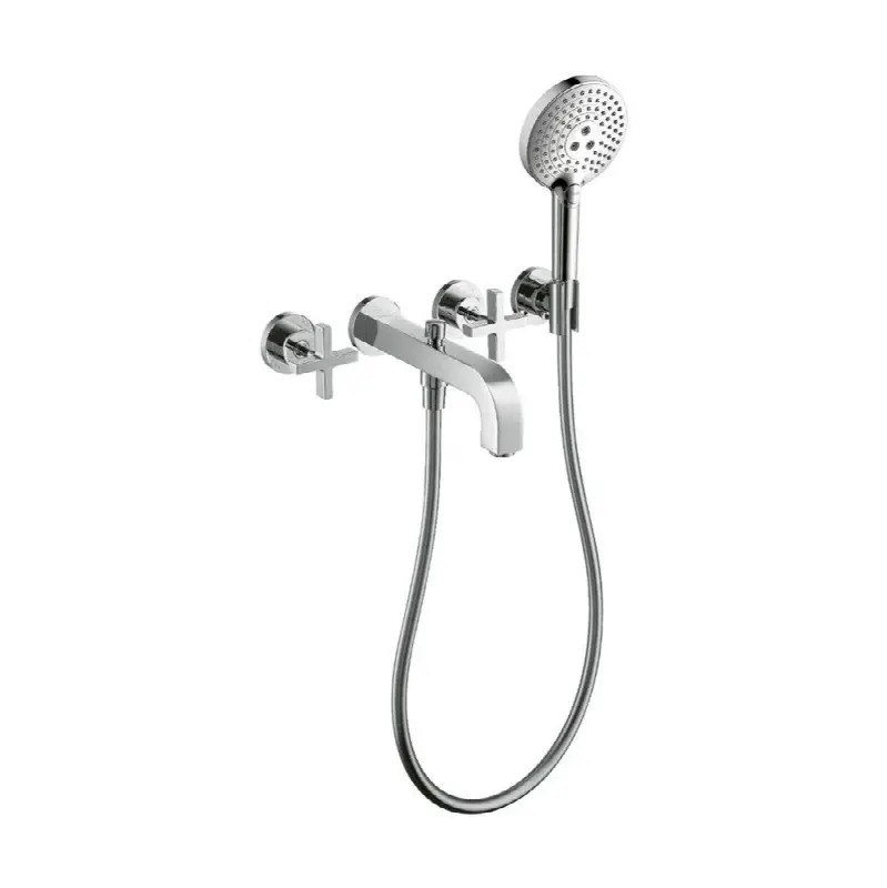 AXOR Citterio 3-Hole Wall-Mounted Tub Trim with Handshower, 1.75 GPM- Cross Handles